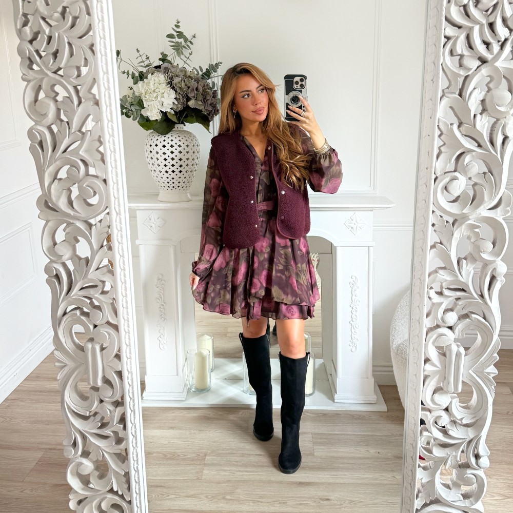 VESTE SANS MANCHE PRUNE