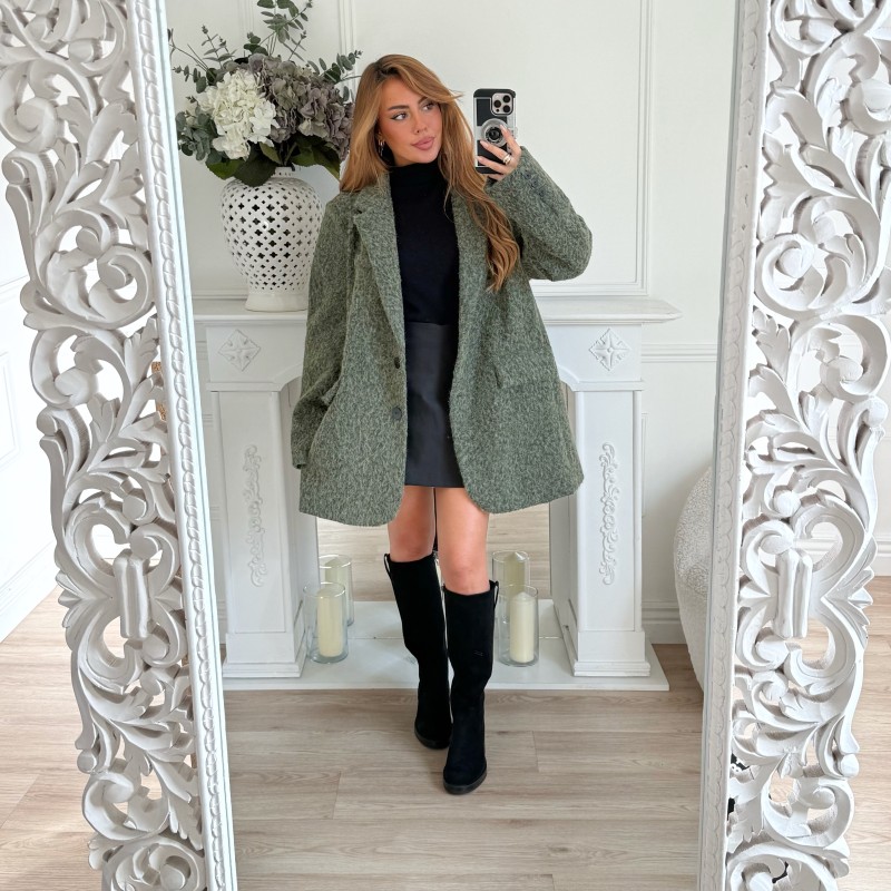 BLAZER OVERSIZE LAINE BOUILLIE KAKI