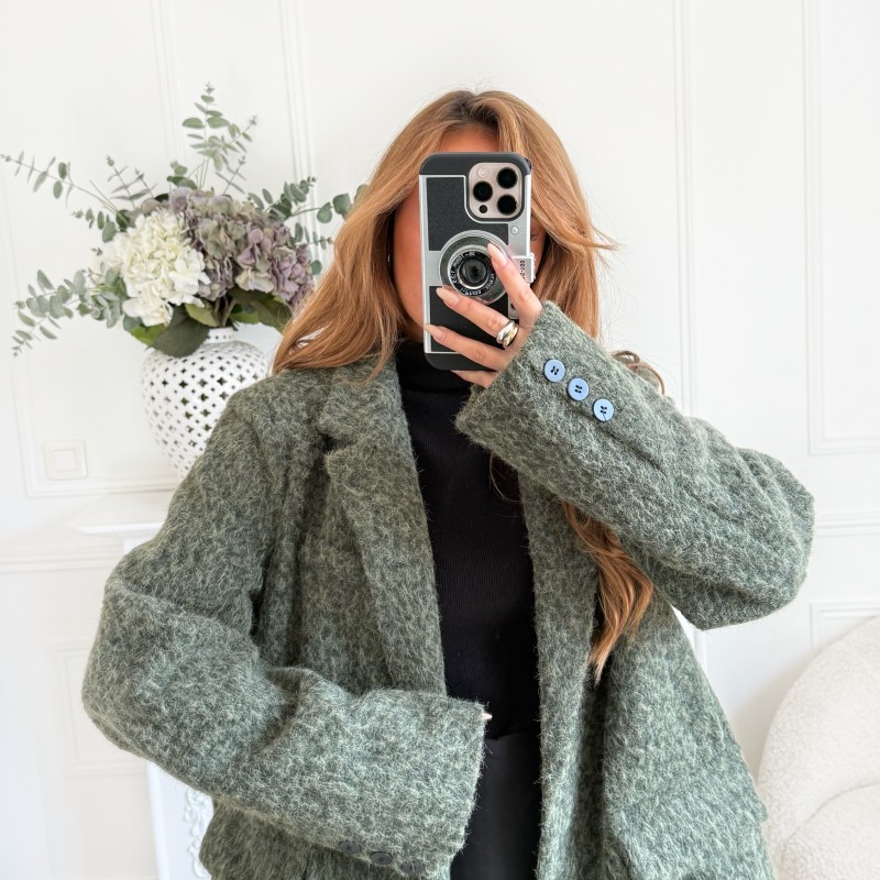 BLAZER OVERSIZE LAINE BOUILLIE KAKI