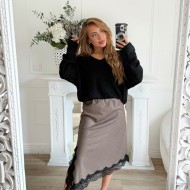 JUPE TAUPE MAXI DENTELLE