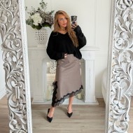 JUPE TAUPE MAXI DENTELLE