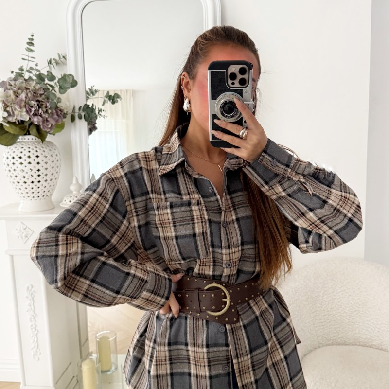 CHEMISE CARREAUX AVEC CEINTURE CANDICE