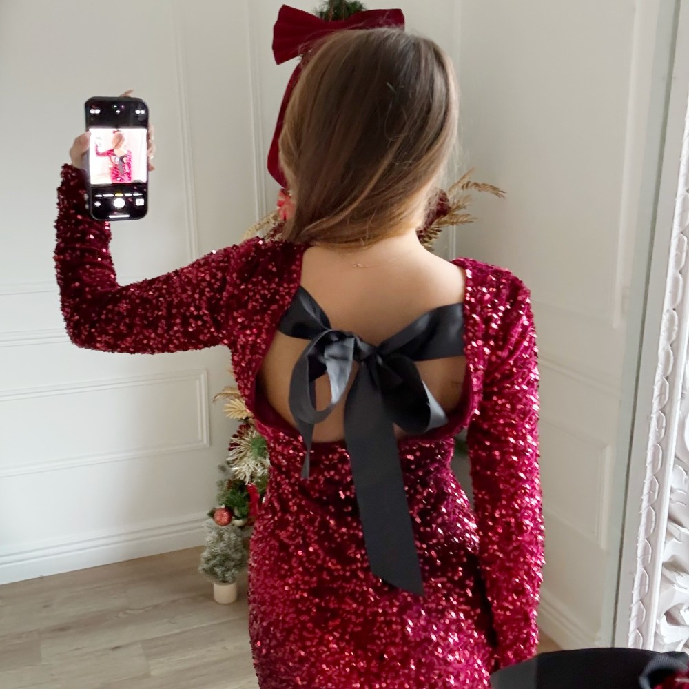 ROBE NOEUDS DANS LE DOS BURGUNDY SONIA