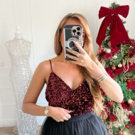 DÉBARDEUR  SEQUINS BORDEAUX ASHLEY