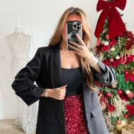 BLAZER FLUIDE NOIR MANCHES RETROUSSÉES