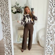 JEAN WIDE LEG CHOCO LIGNES  WENDY